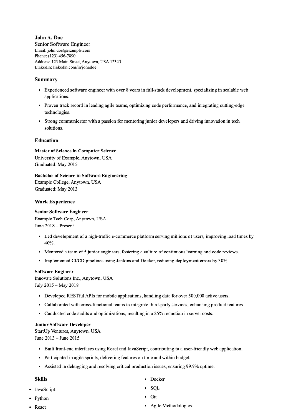 Professional software developer resume with detailed work experience and technical skills_variant_2